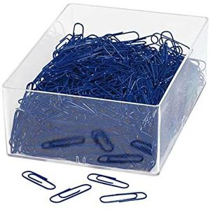 Wedo 901244603 kunststof gecoate metalen paperclips, 27 mm, blauw, 1000 stuks