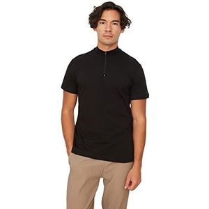 Trendyol Ritssluiting aan de zijkant voor heren, slim fit, kleur: zwart, T-shirt, zwart, XL, zwart.