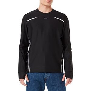 BOSS Salbo Gym sweatshirt voor heren, contrasterende strepen, regular fit met logo, zwart.