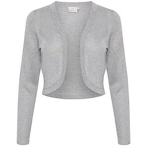 KAFFE KAankra Bolero voor dames, feestelijke bolero met lange mouwen, korte cardigan, Grey Mel. W. Silver Lurex