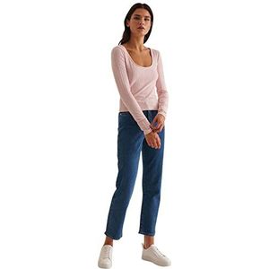 NA-KD Dames Jeans Straight High Wa, Medium Blauw