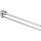 Ideal Standard IOM Square handdoekhouder voor badkamer, dubbele stang, breedte: 45,5 cm, verchroomd, rozetten, rond, wandbevestiging & installatieset incl. A9131AA