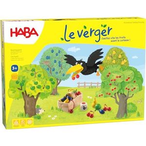 HABA - Bomen boomgaard gezelschap voor kinderen, groot bord van hout, educatief en coöperatief, ontwikkelt fantasie en motoriek, 1 tot 8 spelers, 3 jaar, 3170, 3170, meerkleurig