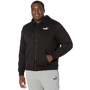 PUMA Essentials Small Logo Full Zip Fleece Hoodie Big & Tall heren capuchontrui, zwart katoen.