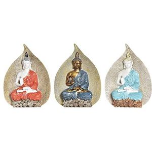 Decoratieve figuren DKD Home Decor Rood Blauw Gouden Oranje Boeddha Hars (15,5 x 5 x 20,7 cm) (3 Stuks)