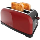 Cecotec Toastin' time 1500 Red Lite verticale broodrooster, 1500 W vermogen, capaciteit voor 4 toast, dubbele lange en brede sleuf van 3,8 cm, zelfcentrerend, 7 roosterposities