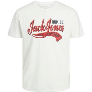 JACK & JONES Jjelogo Tee Ss Neck 2 Col Aw23 Noos Jnr T-shirt voor jongens, Wit/Rood