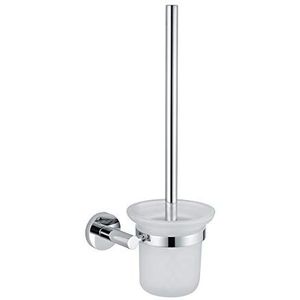 GRIFEMA G30110-IBIZA, Toiletborstelhouder en -houder, ronde wandborstel, badkameraccessoires, melk/glas, Chroom