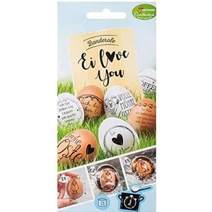 Heitmann Eierfarben, banner Ei Love You met 12 hoezen in 8 designs, 1018957, zwart/wit, 17 x 8 x 0,1 cm