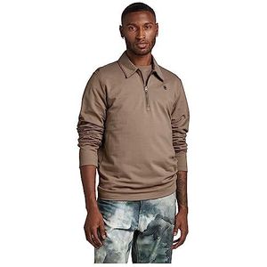 G-STAR RAW Poloshirt met halve ritssluiting en lichtgewicht sweatshirt voor heren, Bruin (Deep Walnut D23170-d136-b743)