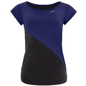 WINSHAPE T-shirt pour femme, Bleu foncé/noir., L