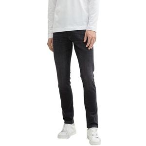 TOM TAILOR Troy slim fit jeans voor heren met stretch, 10250 - versleten zwarte denim, Taille 38/lengte 34