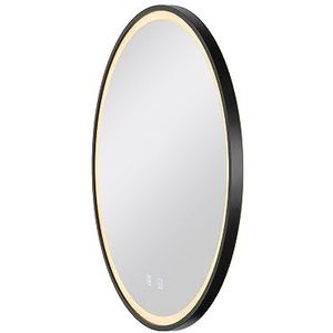 SLV TRUKKO 60 | Éclairage intérieur, miroir pour salle de bain, miroir de salle de bain, couloir, 3000/4000/6500 K, 730 lm, interrupteur à intensité variable, Ø 60 cm, chrome, bord noir