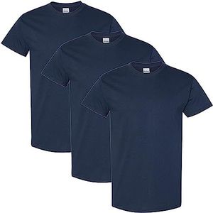 GILDAN T-shirt G5000 3 stuks dik katoen T-shirt Navy Blauw Maat S Navy (3-pack) S, marineblauw (verpakking van 3 stuks)