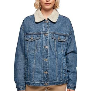 Urban Classics Oversized Sherpa denim jas voor dames, lichtblauw wassen, S, Lichtblauw gewassen