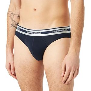 EMPORIO ARMANI Logoband slip van glanzend stretchkatoen voor heren, Navy Blauw