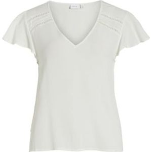 Vila T-shirt Vimesa Tape Detail S/S Top-Noos pour femme, Egret, 36