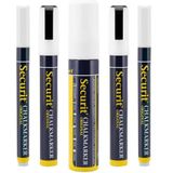 Securit 5 stuks krijtstiften met vloeibare inkt, 1 groot, 2 medium en 2 kleine viltstiften