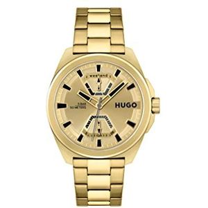 HUGO Herenhorloge analoog kwarts gouden armband 1530243, Goud