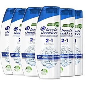 Head & Shoulders 2-in-1 anti-roos shampoo en klassieke verzorging, tot 100% van de roos verwijderd, klinisch bewezen, parfumvrij, wit, 6 x 270 ml