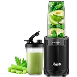 Ufesa BS2500 Nutriboom blender, draagbaar, individueel, multifunctionele voedingsextractor, vermogen 900 W, smoothies, 6 accessoires inbegrepen, messen van roestvrij staal