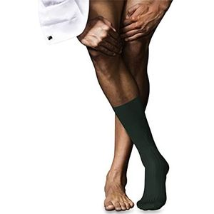 FALKE Heren nr. 10 ademende sokken katoen lichte glans versterkt platte naad fijn geribbelde tenen effen elegant voor kleding en werk 1 paar, Groen (Hunter Green 7441)