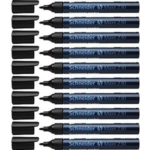 Schneider 230 permanente markeerstiften, 1-3 mm, navulbaar, aluminium behuizing, zwart, 10 stuks