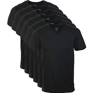 Gildan T-shirts met V-hals, multipack, Style G1103, ondergoed voor heren (5 stuks), Zwart (6 stuks)