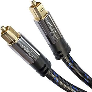 KabelDirekt Optische audiokabel met 0% signaalverlies - 2 m - nylon gevlochten TOSLINK-kabel (S/PDIF, glasvezel voor thuisbioscoop, versterkers, PS4/Xbox)
