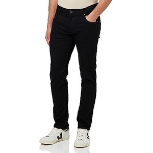 bugatti Heren Jeans Straight Fit Katoen Stretch 5-Pocket, zwart.