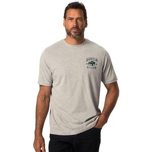 JP 1880 T-shirt pour homme, grande taille, L-8XL, vêtements de travail, manches courtes, imprimé bison dans le dos, col rond 820949, Gris mélangé., 3XL