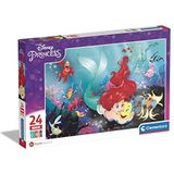 Clementoni - Supercolor The Little Mermaid-24 Pièces Enfants 3 Ans, Puzzle Dessins Animés - Made in Italy, Multicolore, 24243