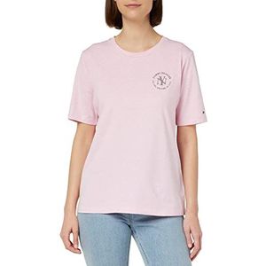 Tommy Hilfiger Reg Nyc Roundall C-nk SS gebreide top voor dames, S/S, Classic Pink Heather