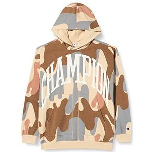 Champion Sweatshirt met capuchon voor kinderen en jongens, bruin met camouflagepatroon, 9-10 jaar, bruin kamoflage (Gin)