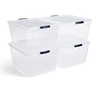 Rubbermaid Cleverstore Clear 41 QT Pack of 6 Stackable Plastic Storage Containers with Durable Latching Clear Lids