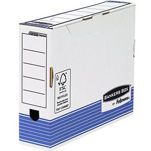 Fellowes Archivbox Bankers Box System A4 automatische montage rug 8 cm blauw/wit 10-0026401