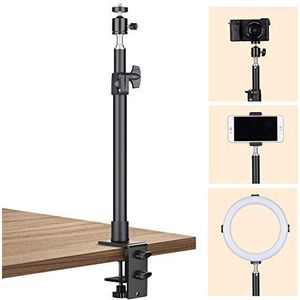 TARION Tafellichtstatief klemstatief 35 - 60 cm instelbaar licht monopod met 1/4 inch (6,35 mm) schroef en extra 360° kogelkop voor fotografie, streaming, video-opnames