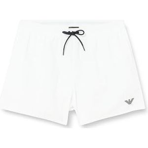 Emporio Armani Boxer Beachwear Zwemshort met geborduurd logo voor heren, Wit.