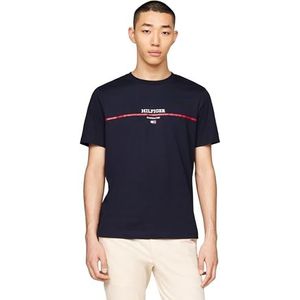 Tommy Hilfiger Hilfiger Stripe Tee S/S T-shirt pour homme, Desert Sky, XXL