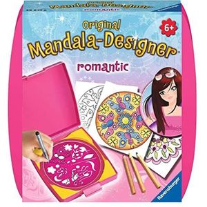 Ravensburger Mandala Designer Mini Romantitic 29947 tekenset voor kinderen vanaf 6 jaar, mandala-sjabloon voor kleurrijke mandala's, medium, wit