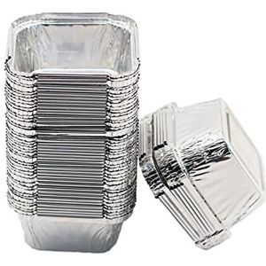 BEEK 50 stuks vierkante aluminium kommen voor cupcakes, eiercrème, muffins, taartjes, 7,57,53,5 cm