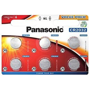 Panasonic CR2032 Lithium knoopcellen, 3 V, 225 mAh, 6 stuks