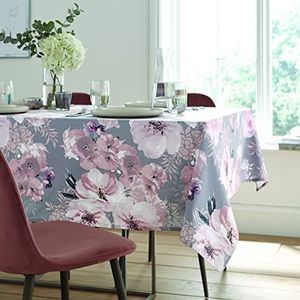 Catherine Lansfield Dramatic Floral tafelkleed, katoen, gemakkelijk te reinigen, 137 x 229 cm, grijs