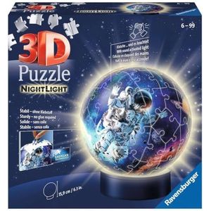 Ravensburger 3D Puzzle 11264 - Nachtlicht puzzelbal astronauten in het hele land - 72 delen - vanaf 6 jaar, led-nachtlamp met knippermechanisme: Erlebe puzzel in de 3