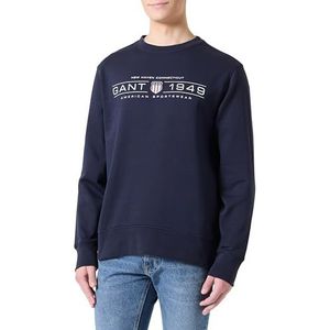 GANT Grafisch sweatshirt met C-hals trainingspak voor heren, Nachtblauw.