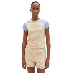 TOM TAILOR Denim T-shirt imprimé pour femme, 31700 - Dusty Sand Beige, S