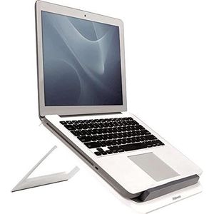 Fellowes QuickLift I-Spire Laptopstandaard, opvouwbaar, voor laptop tot 17 inch, 7 verstelhoeken, geventileerde standaard, wit