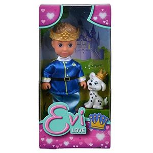 Simba 105733644 Evi Love Timmy Prince, speelpop prins met haar Dalmatiër, beide met een gouden kroon, 12 cm, vanaf 3 jaar