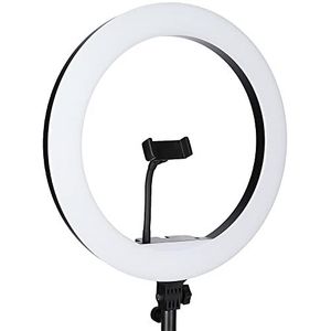 Rollei Lumis Slanke RGB ringlamp met lampstatief en smartphonehouder, zwart, ideaal voor videoconferenties, live streams en vlogging (zwart)