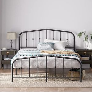 Zinus Heidi Bed 180 x 200 cm - 31 cm hoog - Super Kingsize bed - Metalen bedframe met hoofdeinde en voeteneinde - Zwart
